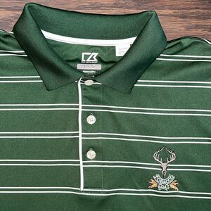 Green White Stripe 100% Poly Tobacco Road Pinehurst Area Golf polo shirt XL
